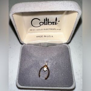 Colibri 18kt‎ Gold Electroplate Wishbone Diamond Tie Pin